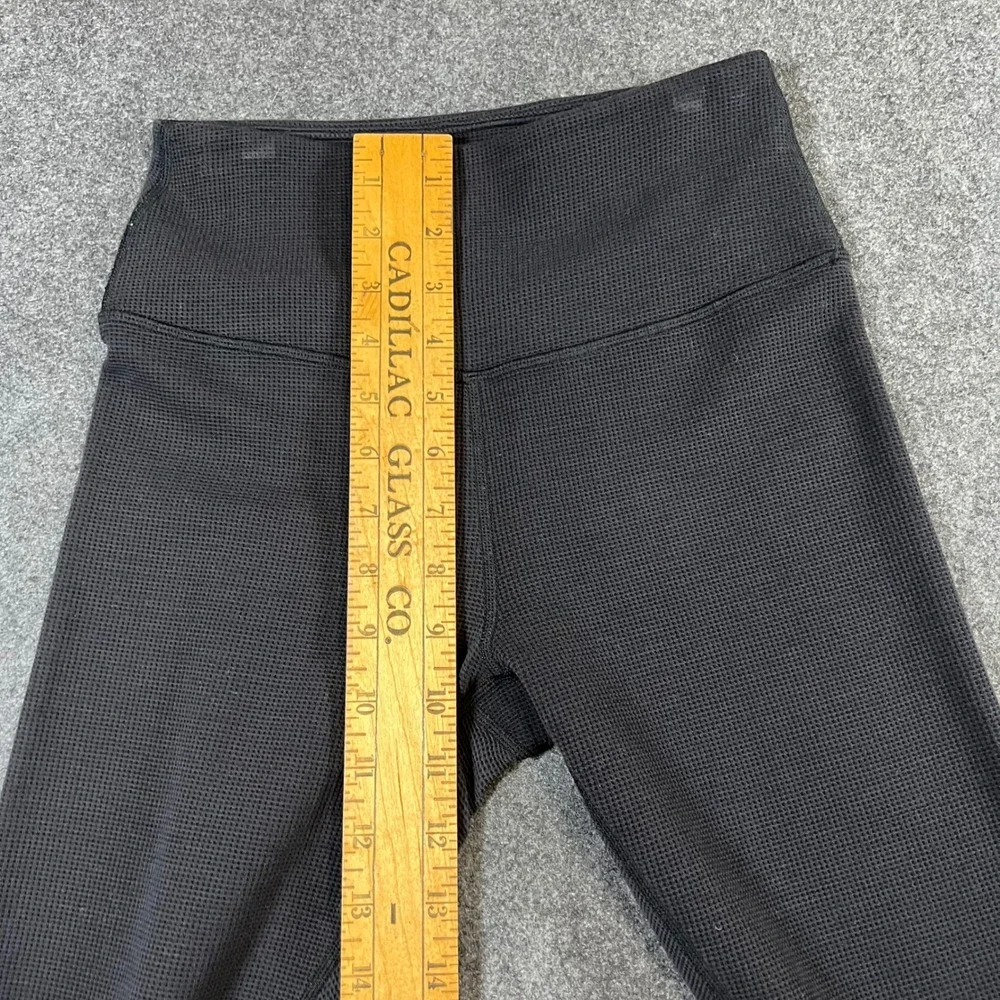 Alo Yoga High Waist Waffle Knit Leggings Charcoal Grey Tencel Blend Womens Small